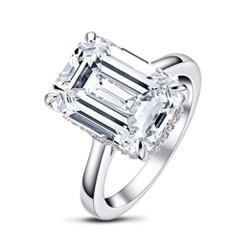Elegant AINUOSHI 6 Carat Emerald Cut CZ Ring