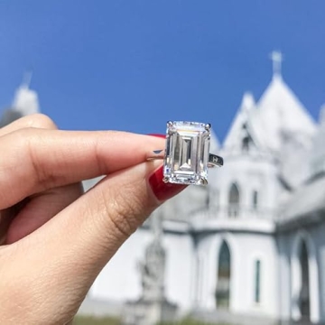 Elegant AINUOSHI 6 Carat Emerald Cut CZ Ring