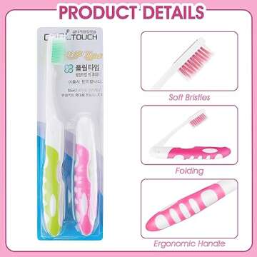 Ouligay Folding Portable Soft Toothbrushes for Travel