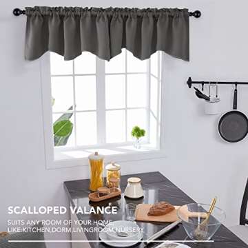 Deconovo Blackout Window Valance - Elegant Scalloped Curtain for Home
