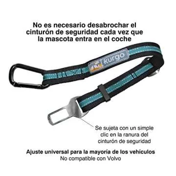 Kurgo Direct to Seatbelt Tether for Dogs - Adjustable Safety Belt for Travel
