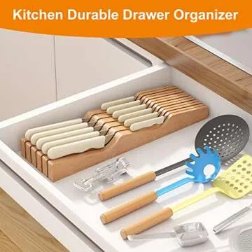 Stylish Bamboo In-Drawer Knife Block Organizer for 11 Knives