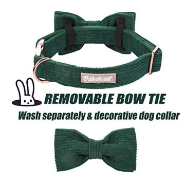 Babole Green Adjustable Dog Collar with Bow Tie for Small Dogs