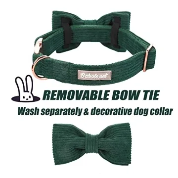 Babole Green Adjustable Dog Collar with Bow Tie for Small Dogs