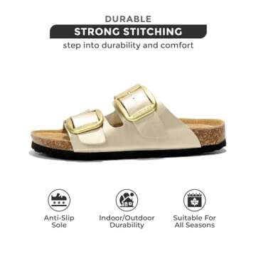 Project Cloud Genuine Leather Flat Sandals Comfortable Beach Essentials Womens Sandals Memory Foam V...