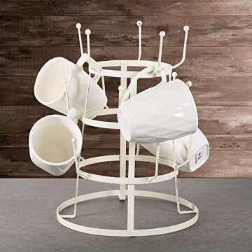 DII Metal Kitchen Storage Collection 3-Tier Mug Tree Stand, 9.5x12.75, Antique White