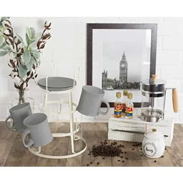 DII Metal Kitchen Storage Collection 3-Tier Mug Tree Stand, 9.5x12.75, Antique White