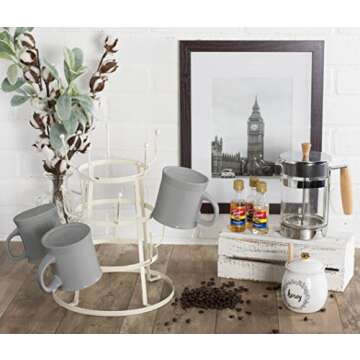 DII Metal Kitchen Storage Collection 3-Tier Mug Tree Stand, 9.5x12.75, Antique White