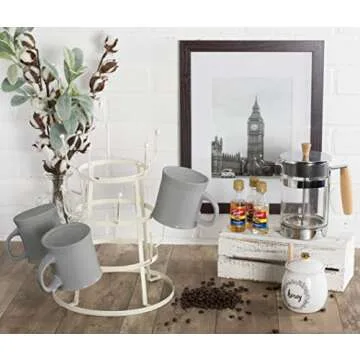 DII Metal Kitchen Storage Collection 3-Tier Mug Tree Stand, 9.5x12.75, Antique White