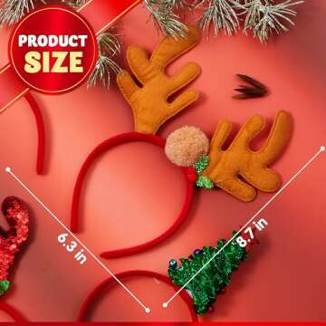 JOYIN 8 PCS Christmas Headbands Christmas Head Hat Toppers Christmas Costume Accessories for Kids Girls Boys Christmas Parties Xmas Holiday Party Favors Photo Booth