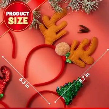 JOYIN 8 PCS Christmas Headbands Christmas Head Hat Toppers Christmas Costume Accessories for Kids Girls Boys Christmas Parties Xmas Holiday Party Favors Photo Booth