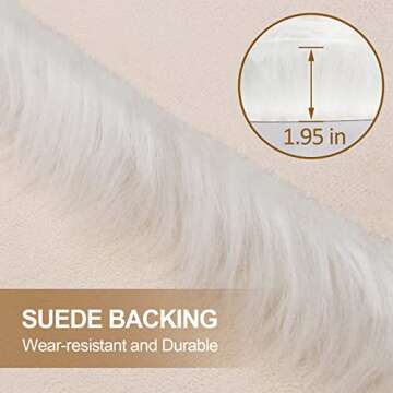 TENNOLA Faux Fur Rug 2x3 Feet Fluffy Shaggy Area Rug Ultra Soft Sheepskin Fur Rug White Fuzzy Rug Machine Washable Shag Rug Nursery Decor Furry Rugs for Bedroom Kids Room Living Room