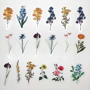 ZMLSED Vintage Natural Stickers, 40Pcs Pretty Floral Decorative Retro Adhesive Watercolor Aesthetic Trendy for Scrapbook Album DIY Craft Daily Planner