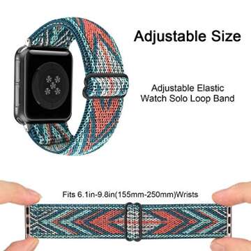 Adjustable Stretchy Solo Loop Nylon Strap Compatible with Apple Watch Elastic Band 38mm 40mm 41mm iWatch Series SE/7/6/5/4/3/2/1 (Green Arrow, 38mm/40mm/41mm)