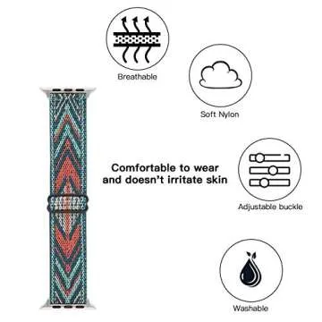 Adjustable Stretchy Solo Loop Nylon Strap Compatible with Apple Watch Elastic Band 38mm 40mm 41mm iWatch Series SE/7/6/5/4/3/2/1 (Green Arrow, 38mm/40mm/41mm)