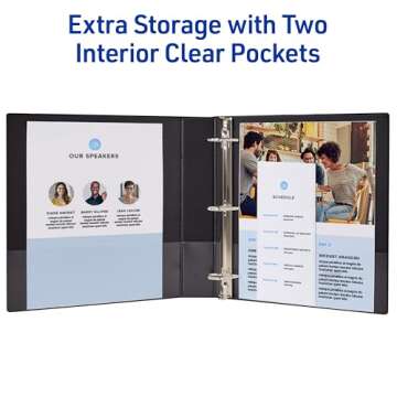 Avery Durable View 3 Ring Binders, 1.5 Inch Slant Rings, 375-Sheet Capacity, DuraHinge, 2.1 Inch Wide Spine, Customizable Clear Covers and Spine, Bright Colors (4-Pack of 05687)