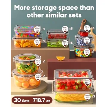 Canfanni 60 PCS Food Storage Containers with Airtight Lids - Total 718oz Leakproof Set for Kitchen &...