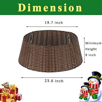 SUNNYPARK Christmas Tree Collar, 23'' D Handmade Artificial Rattan Wicker Christmas Stand Tree Colla...