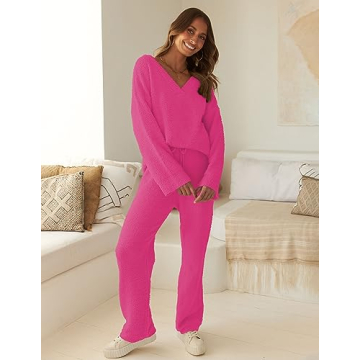 MEROKEETY Women’s Cozy Fuzzy Pajama Set for Winter Comfort