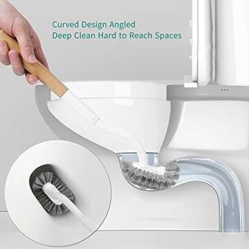 Kpoooku Toilet Brush with Holder - Curved Design for Efficient Cleaning