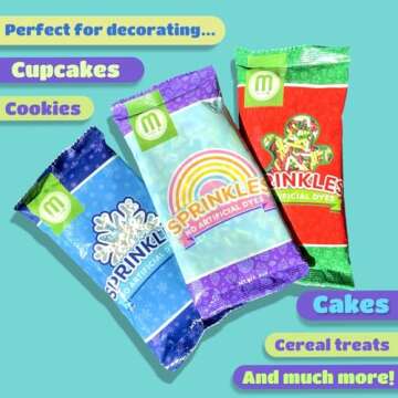 Manvscakes Natural Snowflake Edible Sprinkles, 3 oz