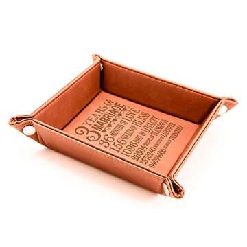 Kate Posh - 3 Years of Marriage Engraved Leather Catchall Valet Tray, Our 3rd Wedding Anniversary, 3...
