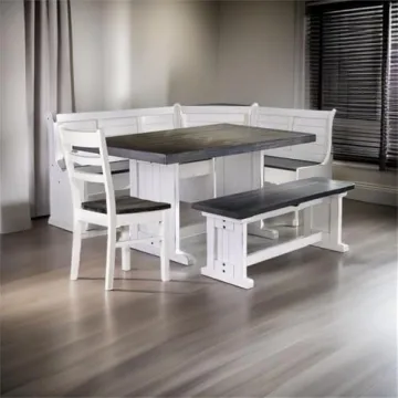 Stylish Farmhouse Wood Dining Set with Storage