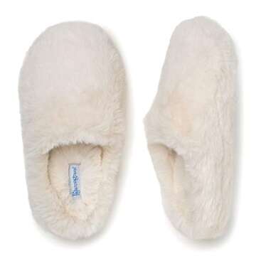 PajamaGram Women's Fluffy Slippers - Cozy Cream Slippers for Home Comfort
