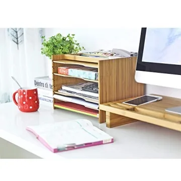 SONGMICS Bamboo Organizer 5 Shelves Eco-Friendly Design