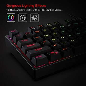 Redragon K582 RGB Mechanical Gaming Keyboard, 100% 104 Keys Standard Layout Gaming Keyboard with Dou...