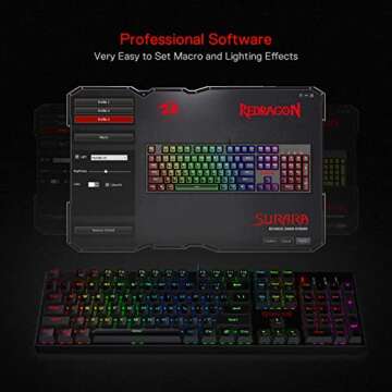 Redragon K582 RGB Mechanical Gaming Keyboard, 100% 104 Keys Standard Layout Gaming Keyboard with Double-Shot ABS Keycaps, Dynamic 16.8M RGB Backlit & Linear Red Switch, Redefine Software Supported