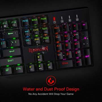 Redragon K582 RGB Mechanical Gaming Keyboard, 100% 104 Keys Standard Layout Gaming Keyboard with Double-Shot ABS Keycaps, Dynamic 16.8M RGB Backlit & Linear Red Switch, Redefine Software Supported