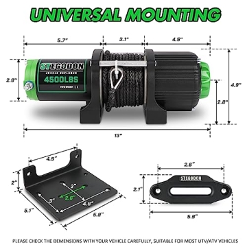STEGODON 4500 lb Winch with Wireless Remote for ATV/UTV