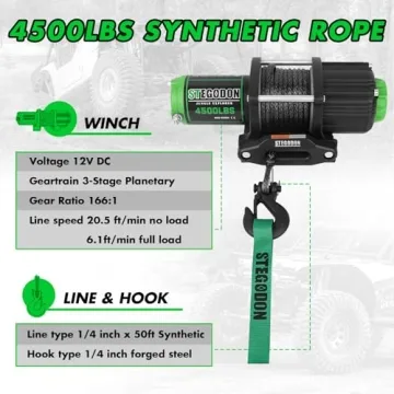 STEGODON 4500 lb Winch with Wireless Remote for ATV/UTV