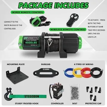 STEGODON 4500 lb Winch with Wireless Remote for ATV/UTV
