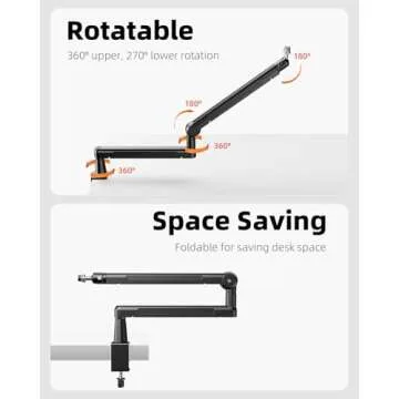 TODI Adjustable Desk Mic Stand - Low/High Profile Arm