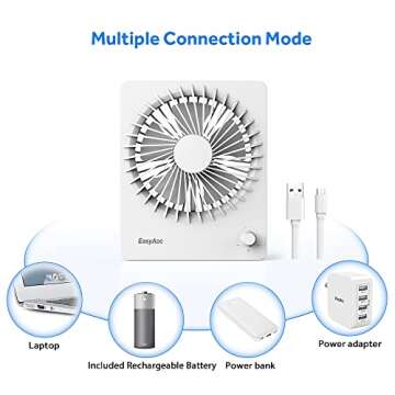 EasyAcc Portable Desk Fan | Ultra-Quiet & Rechargeable Cooling
