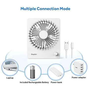 EasyAcc Portable Desk Fan | Ultra-Quiet & Rechargeable Cooling