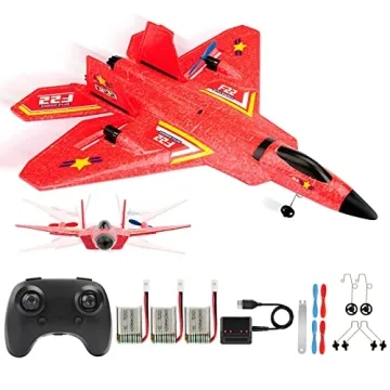 ANTSIR Remote Control Plane F-22 Raptor - 2.4Ghz Smart Gyro RC Airplane with LED Lights for Kids