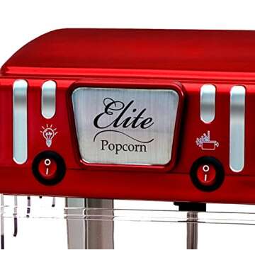 Elite Gourmet EPM-250 Maxi-Matic 2.5 Ounce Classic Carnival, Tabletop Kettle Popcorn Popper Machine, Retro-Style, Movie Hot Buttered Popcorn, Red