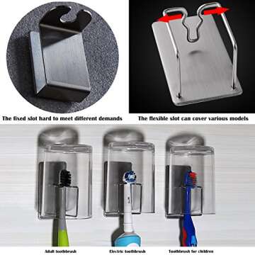 Bathroom Wall Mounted Holder For Your Toothpaste, Sgokuno Toothbrush And Electric Tooth Brush Head – Self-Adhesive Stainless Steel Mount Stand With Minimalist Design – Space Saving & Hygienic Solution