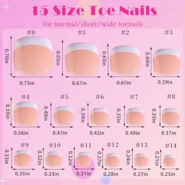AddFavor Press on Toenails, 240pcs French Tip Toe Nail Press ons Short Square Fake Toe Nails 15 Sizes Pink Acrylic Toe Nail Tips for Women