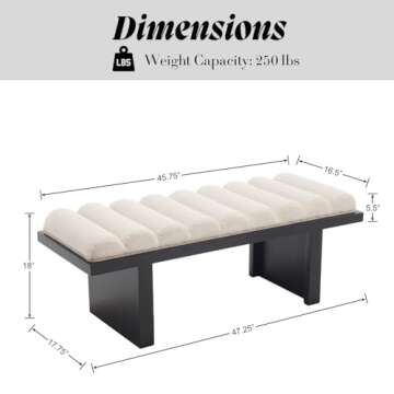 HEAH-YO Modern Bench - Elegant Upholstered Entryway and Bedroom Seating, 47" Wide.