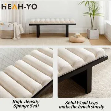 HEAH-YO Modern Bench - Stylish Upholstered Entryway Seating