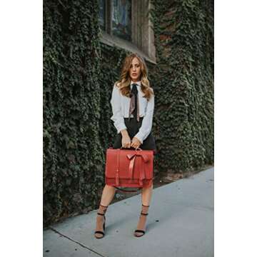 ECOSUSI Women Briefcase - Chic PU Leather Laptop Satchel for College