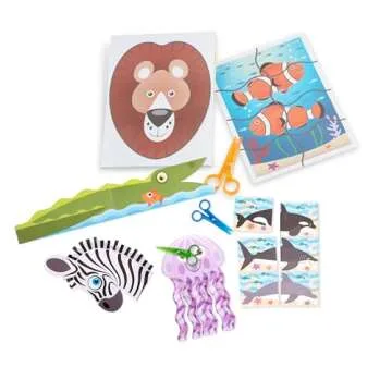 Melissa & Doug Scissor Skills Activity Pad with Child-Safe Scissors 3-Pack (Safari, Sea Life, Activities – 20 Pages Each)