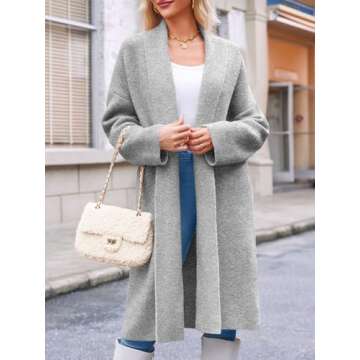 Saodimallsu Womens Open Front Chunky Cardigan Long Oversized Loose Knit Coatigan Sweater Jacket 2024 Fall Coats Light Grey