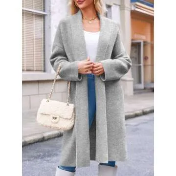 Saodimallsu Womens Open Front Chunky Cardigan Long Oversized Loose Knit Coatigan Sweater Jacket 2024 Fall Coats Light Grey