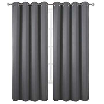 LEMOMO Grey Blackout Curtains/52 x 84 Inch/Set of 2 Panels Thermal Insulated Room Darkening Curtains for Bedroom