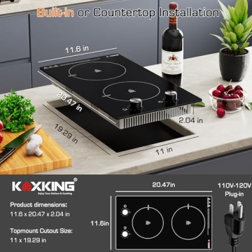 KOXKING 12 Inch Electric Cooktop – 1600W Dual Burners for Quick Cooking